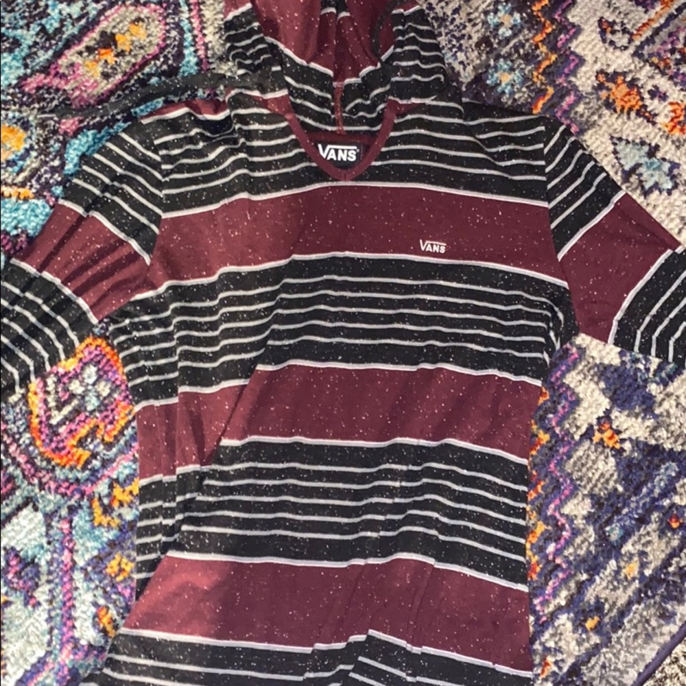 Maroon and black striped hoodie